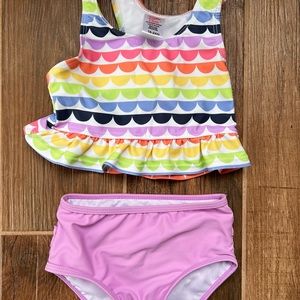 Toddler girls RuffleButts tankini. Size 18-24 month.